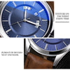 YAZOLE 513 Leather Band Calendar Waterproof Quartz Watch(Blue+Black)