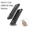 FJGEAR FJ-4K801 4K 8 In 1 Out HDMI HD Video Switcher, Plug Type:EU Plug(Black)