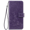 Lucky Clover Pressed Flowers Pattern Leather Case for ASUS ZB633KL, with Holder & Card Slots & Wallet & Hand Strap (Purple)