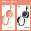 ROCK G3 5V 3.6A 3 in 1 8 Pin + Micro USB + USB-C / Type-C Retractable Fast Charging Data Cable, The Maximum Length: 1.2m(Black)