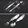 6-in-1 Stainless Steel Travel / Camping Folding Cutlery Set, Spoon + Fork + Knife +  Bottle Opener Set(Blue)