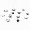 12pcs/set Heart Cross Butterfly Mushroom Spider Open Ring(SKU6015)