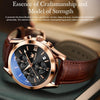 OLEVS 2872 Men Three Eyes Six Needles Chronograph Waterproof Quartz Watch(Black + Rose Gold)