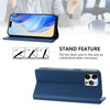 For iPhone 12 / 12 Pro RC01 Dual-Folded Magnetic Suction RFID Leather Phone Case(Dark Blue)