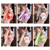5 PCS MX-80002 Raincoat Piggy Keychain Cute Soft Rubber Doll Car Keyring(Dinosaur)