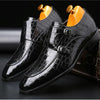 Crocodile Pattern Business Flat Bottom Leather Formal Shoes, Size:40(Black)