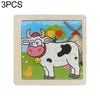 3 PCS Kids Wooden Cartoon Puzzle Jigsaw Toy Early Educational Toys(Cattle)