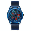 SANDA 1065 3D Hollow Out Wheel Non-rotatable Dial Quartz Watch for Men, Style:Mesh Belt(Blue Red)
