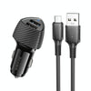 BOROFONE BZ31A Solid Dual-port USB Car Charger Set with USB to Micro USB Cable(Black)