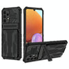 For Samsung Galaxy A32 4G Armor Card PC + TPU Shockproof Case with Card Slot & Invisible Holder(Black)