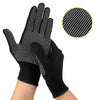 5pairs Outdoor Breathable Non-slip Particle Silicone Hiking Riding Nylon Gloves Thin Mittens(Black)
