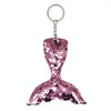 10 PCS Reflective Mermaid Keychain Sequins Mermaid Tail Accessories Car Luggage Pendant(Pink 3)
