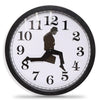 Walking Clock Businessman Briefcase Glass Wall Clock Personality Clock Decoration Round Clock(White)