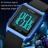 SKMEI 1866 Square Large Screen Men Steel Belt Multi-function Night Light Alarm Clock Watch(Blue Black Machine)