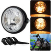 Motorcycle 7 Inch LED Headlamp Angel Ring Steering Function With Bracket(Shock Absorber Diameter 35-43MM)
