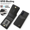 For Samsung Galaxy Z Fold5 AwQuer RFID Vertical Flip Card Bag Holder Leather Phone Case(Black)
