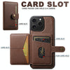 For iPhone 15 Pro Max Suteni H20 Cross-Grain MagSafe Horizontal Card Bag Back Phone Case(Brown)