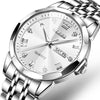 OLEVS 9931 Men Luminous Waterproof Quartz Watch(White + Silver)