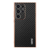 For Samsung Galaxy S23 Ultra 5G AZNS Electroplated Edge Carbon Fiber Texture Phone Case(Black)