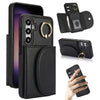 For Samsung Galaxy S25+ 5G Ring Holder Card Bag Skin Feel Phone Case(Black)