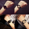 2 PCS Brown Glass Gear Tungsten Steel Strap Watch for Men / Women(Women White)