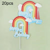 20pcs Birthday Party Cake Toppers Baking Cake Ornament Flags Dessert Decoration, Style: Rainbow 3