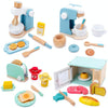 Children Simulation Kitchen Set Baby Wooden Food Cutting Pretend Play Toy Coffee Machine