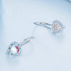 BSE785 Sterling Silver S925 Heart Moonstone Platinum Plated Earrings