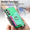 For Samsung Galaxy S25 5G Retro Cross Leather Ring Horizontal Insert Card Bag MagSafe Phone Case(Green)