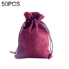 50 PCS Multi size Linen Jute Drawstring Gift Bags Sacks Wedding Birthday Party Favors Drawstring Gift Bags, Size:7x9cm(Wine Red)