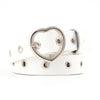 3PCS Narrow Thin Leather Silver Metal Heart Buckle Belts for Women, Belt Length:105cm(WHITE)