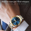 1pair OLEVS 5563 Couple Luminous Waterproof Quartz Watch(Blue + Gold)