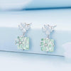 BSE745 Sterling Silver S925 White Gold Plated Verdant Leaf Clover Earrings