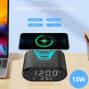 15W LED Mirror Wireless Charger Desktop Multifunctional Mini Clock(Black)