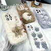 For iPhone 12 Cute Embroidery Plush Silicone Phone Case(Moon)