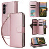 For Samsung Galaxy S23+ 5G Nine-card Slots Zipper Wallet Bag Leather Phone Case(Rose Gold)