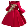 Girls European Style Embroidered Dress Prom Dress, Size:130cm(Red)