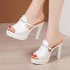 Women Summer Muffin Thick Bottom High Heeled Sandals Chunky Heeled Rhinestone Slippers, Size: 37(White)