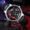 SANDA 1062 360 Degree Hollow Spinning Dial Leather Strap Quartz Watch for Men(Silver)
