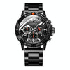 OCHSTIN 7263 Fashion Steel Strap Multifunctional Quartz Men Watch(Black Orange)
