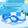 4 in 1 Cartoon Little Crab Waterproof and Anti-fog Silicone Swimming Goggles + Printed Pattern Swimming Cap + Nose Clip Earplugs + Storage Bag Swimming Equipment Set for Children(Blue Fish)