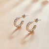 S925 Sterling Silver Geometric Simple Fashion Ear Studs Women Earrings, Color:White Zircon Silver