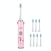 USB Charging Fully Automatic Ultrasonic Cartoon Children Electric Toothbrush, Color: Pink with 8 Heads