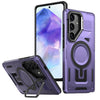 For Samsung Galaxy A55 5G Shield Hollow Frame Holder MagSafe Phone Case(Purple)