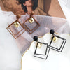 5pairs Alloy Double Diamond Stitching Ladies Earrings(Coffee)