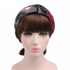 TJM-226 Ladies Satin Print Ribbon Bow Turban Hat Night Cap Silk Chemotherapy Hat Long Tail Braid Hat(Pink)