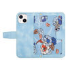For iPhone 15 Plus Floral Pattern Leather Phone Case with Lanyard(Light Blue)