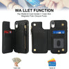 For iPhone XR Double Flap Zipper RFID Leather Phone Case with Short Lanyard(Black)