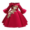 Girls European Style Embroidered Dress Prom Dress, Size:130cm(Red)