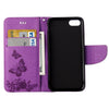 For  iPhone 8 & 7   Pressed Flowers Butterfly Pattern Horizontal Flip Leather Case with Holder & Card Slots & Wallet(Purple)